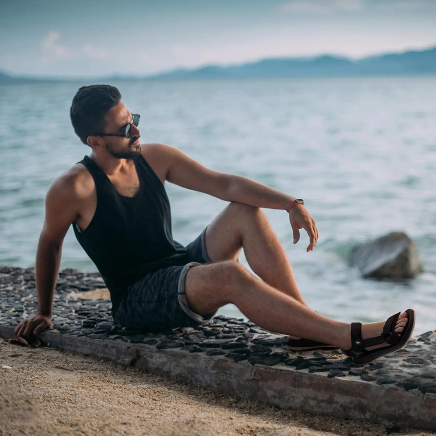 Mens Hiking Sandals with Arch Support - Cushion Sport Athletic Walking Sandles Outdoor Summer Comfortable Casual Waterproof Beach Water Sandal for Wide Feet