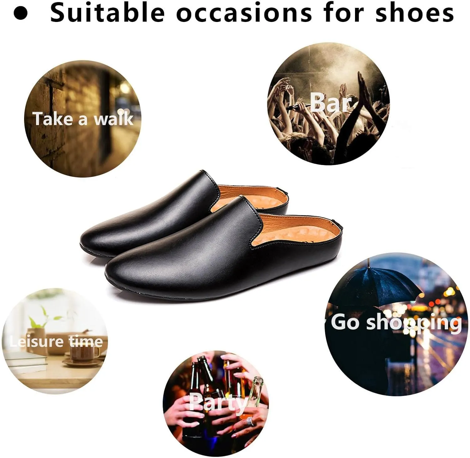 Men's Leather Simple Flat Casual Mule Clogs Fashion Slip On Comfortable Breathable Closed Pointed Toe Backless Dress Loafers for Work Party Wedding Walking