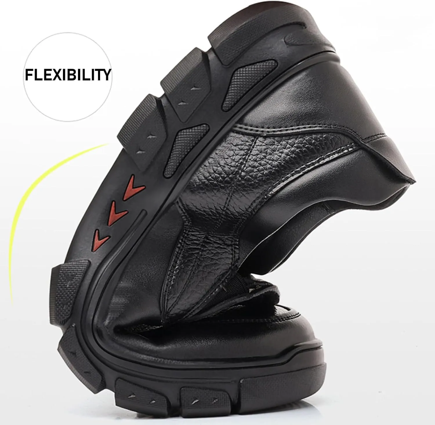 Mens Leather Slip On Comfortable Non Slip Soft Sole Loafers Lightweight Business Casual Dress Work Shoes for Driving Walking Wedding Prom Party