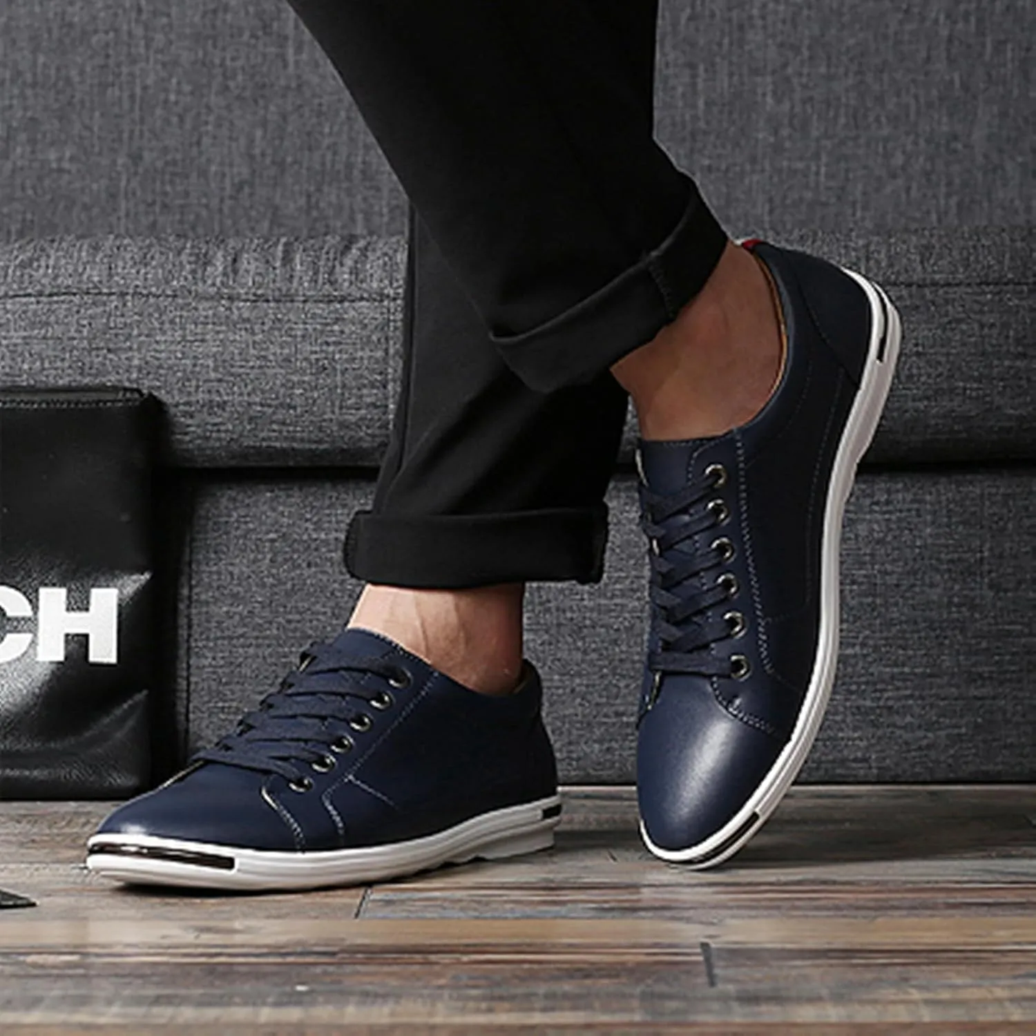 Men's Low Top Oxford Shoes Lace-Up Comfort Walking Casual Driving Shoes Fashion Flat Sneakers Round Toe Business Dress Shoes
