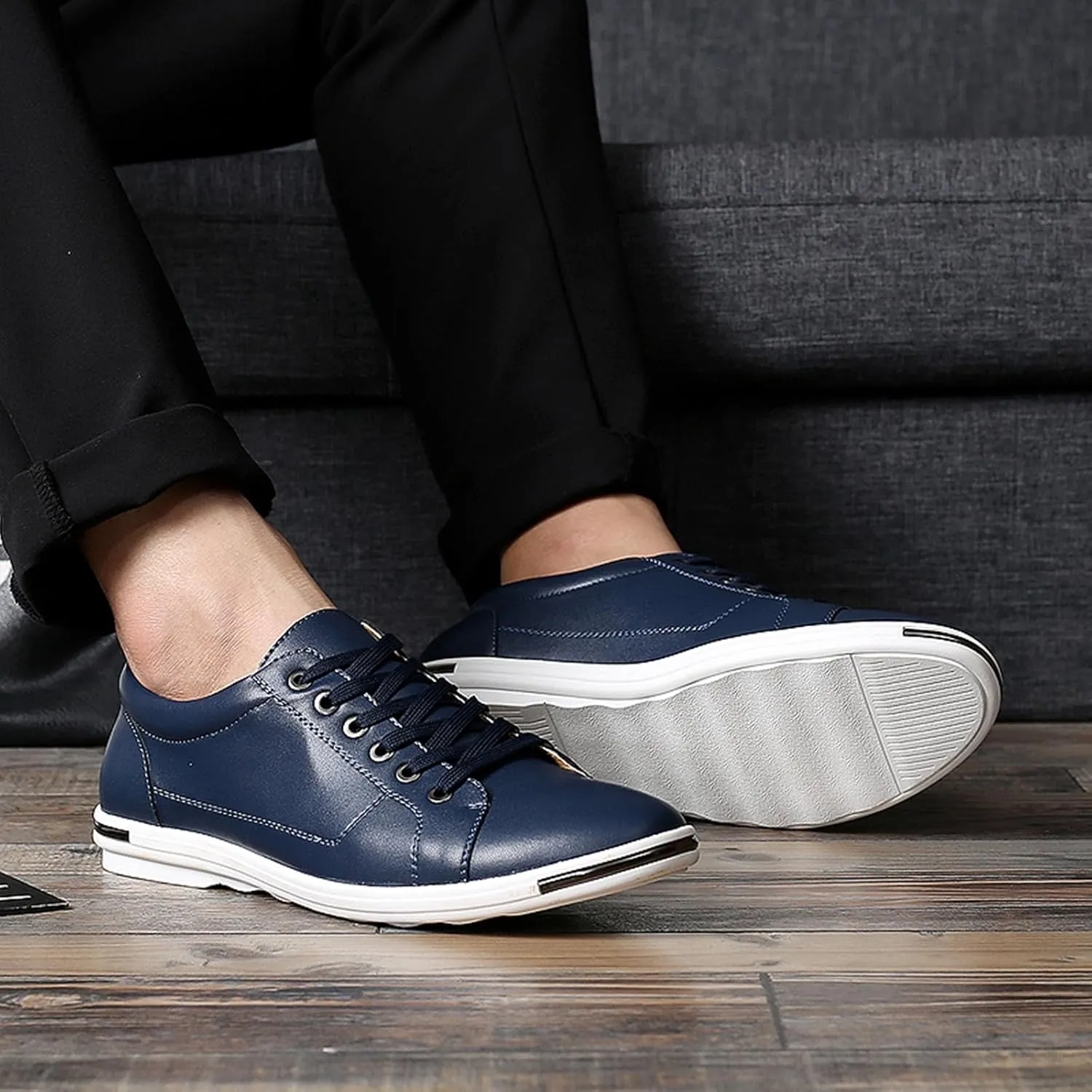 Men's Low Top Oxford Shoes Lace-Up Comfort Walking Casual Driving Shoes Fashion Flat Sneakers Round Toe Business Dress Shoes