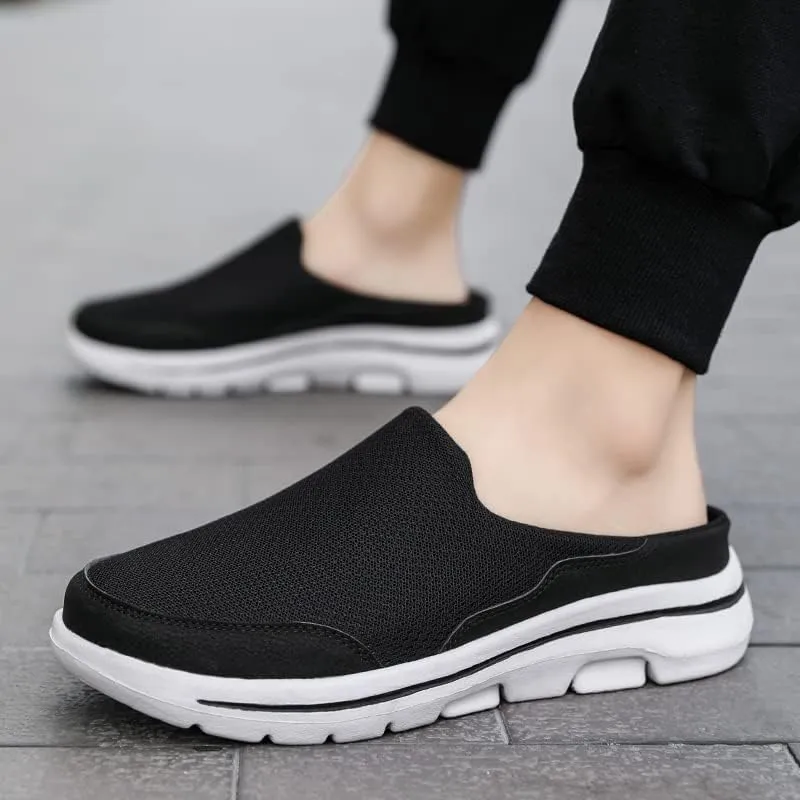 Men's Mesh House Slippers, Slip-on Mules, Indoor, Slipons,Stylish Wide Summer Shoe,Lightweight, Washable