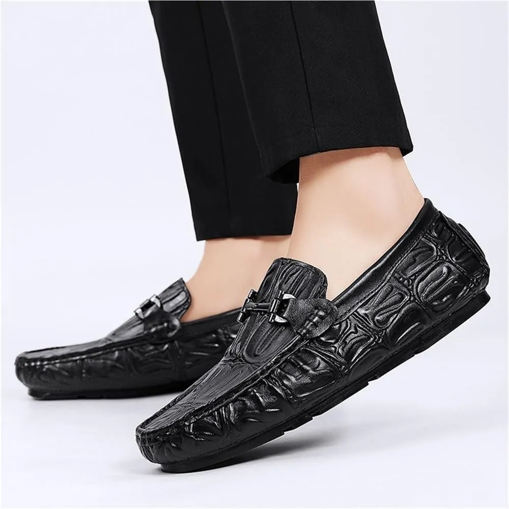 Mens Moccasins Shoe Vegan Leather Fashion Working Solid Color Round Toe Anti-Slip Non Slip Rubber Sole Block Heel Low Top Uniform