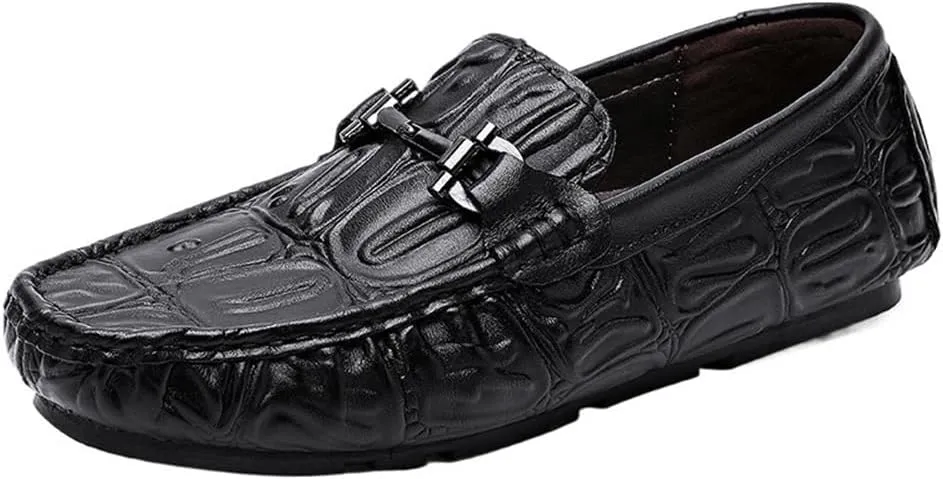 Mens Moccasins Shoe Vegan Leather Fashion Working Solid Color Round Toe Anti-Slip Non Slip Rubber Sole Block Heel Low Top Uniform