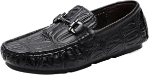 Mens Moccasins Shoe Vegan Leather Fashion Working Solid Color Round Toe Anti-Slip Non Slip Rubber Sole Block Heel Low Top Uniform