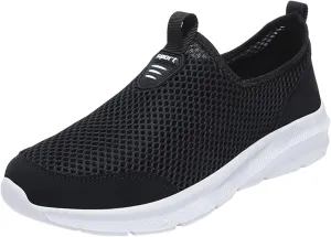 Mens Non Slip Walking Sneakers Lightweight Breathable Slip on Running Shoes Athletic Gym Tennis Shoes for Men