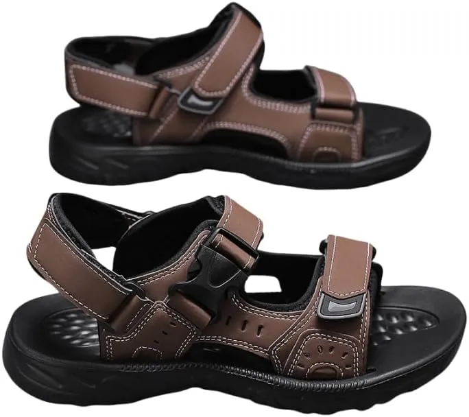 Men's Open Sandals with Buckle Strap, Durable Non Slip Outdoor Hiking Trekking Sandals, Comfy Beach Shoes, Spring and Summer