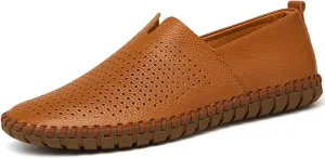 Men's Retro Hand-Stitched Leather Soft-Soled Loafers Fashion Casual Comfortable Soft Non-Slip Walking Shoes