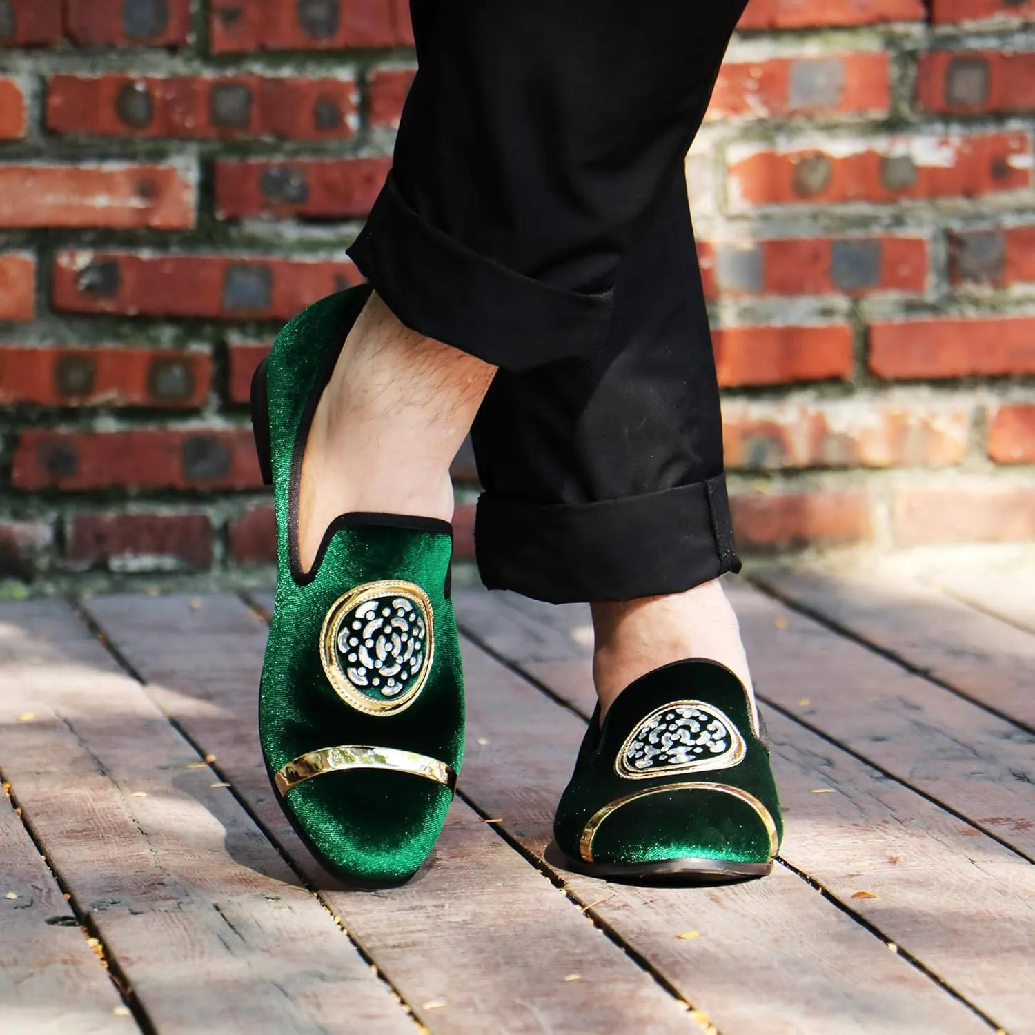 Mens Rhinestone Loafers Velvet Tuxedo Dress Shoes with Gold Plate Smoking Slippers Slip-On Penny Party Wedding Casual Shoes