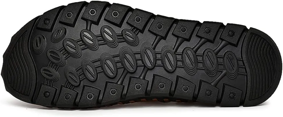 Mens Sandals Leather Closed Toe Outdoor Summer Anti-Slip Beach Sandals
