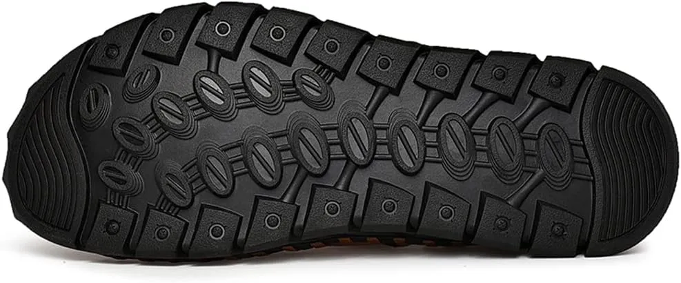 Mens Sandals Leather Closed Toe Outdoor Summer Anti-Slip Beach Sandals