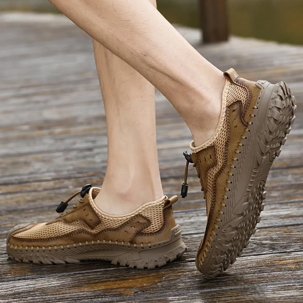 Men's Shoes Casual Hiking Breathable Mesh Outdoor Sneakers Loafers Slip On Summer Lightweight Men Walking Anti-Slip ﻿