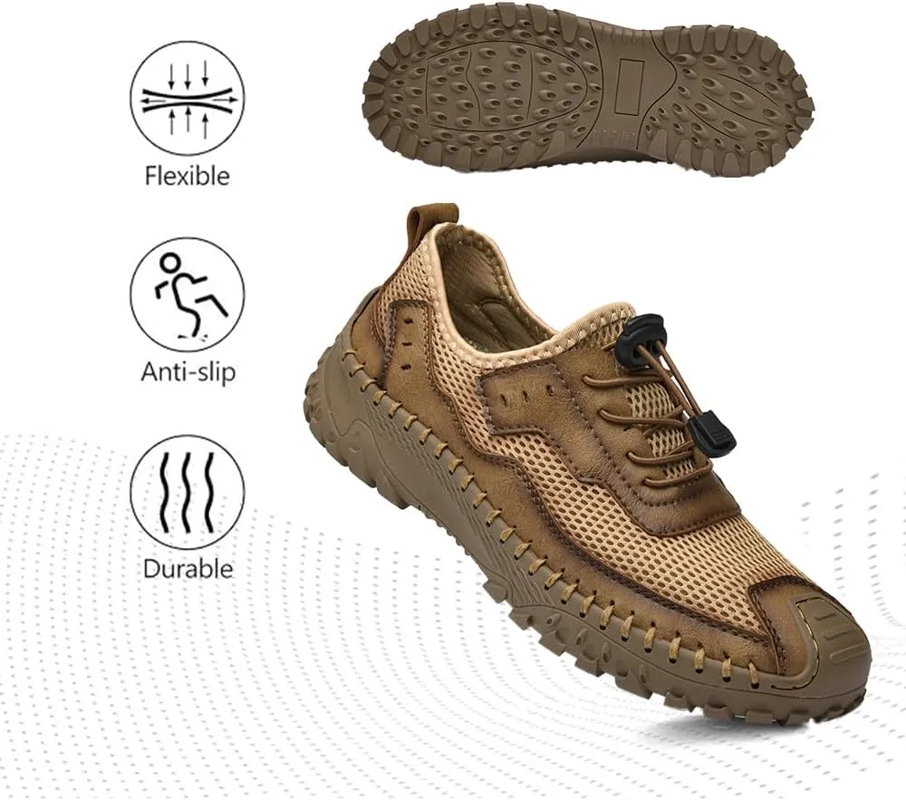 Men's Shoes Casual Hiking Breathable Mesh Outdoor Sneakers Loafers Slip On Summer Lightweight Men Walking Anti-Slip ﻿