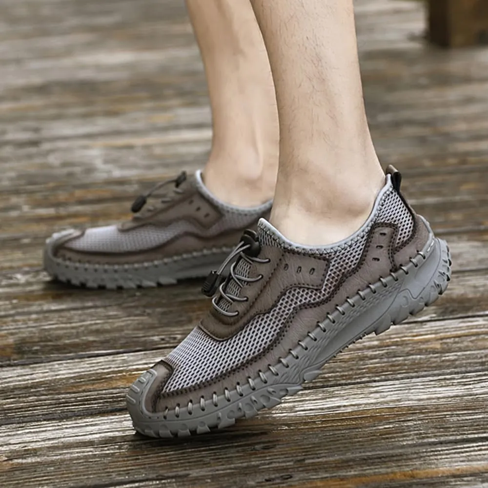 Men's Shoes Casual Hiking Breathable Mesh Outdoor Sneakers Loafers Slip On Summer Lightweight Men Walking Anti-Slip ﻿