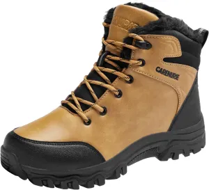 Mens Snow Boots Winter Warm Fur Lined Shoes Non-Slip Insulated Hiking Boot