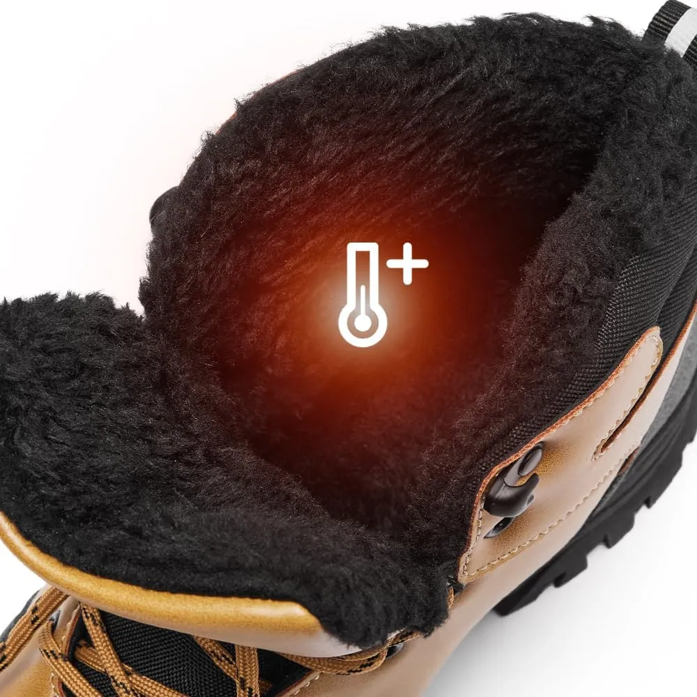 Mens Snow Boots Winter Warm Fur Lined Shoes Non-Slip Insulated Hiking Boot