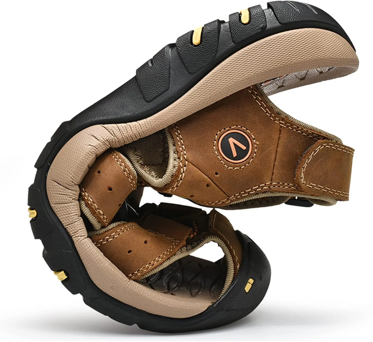 Men's sports sandals Outdoor hiking sandals Closed toe leather sports walking casual sandals Water shoes