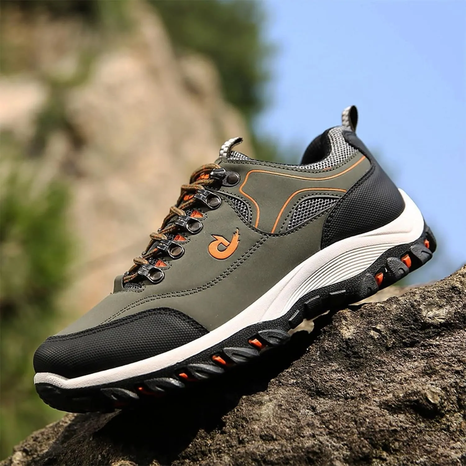 Men's Walking Shoes Waterproof Hiking Shoes Slip on Orthopedic Sneakers Outdoor Non Slip Shoes Casual Trail Shoes