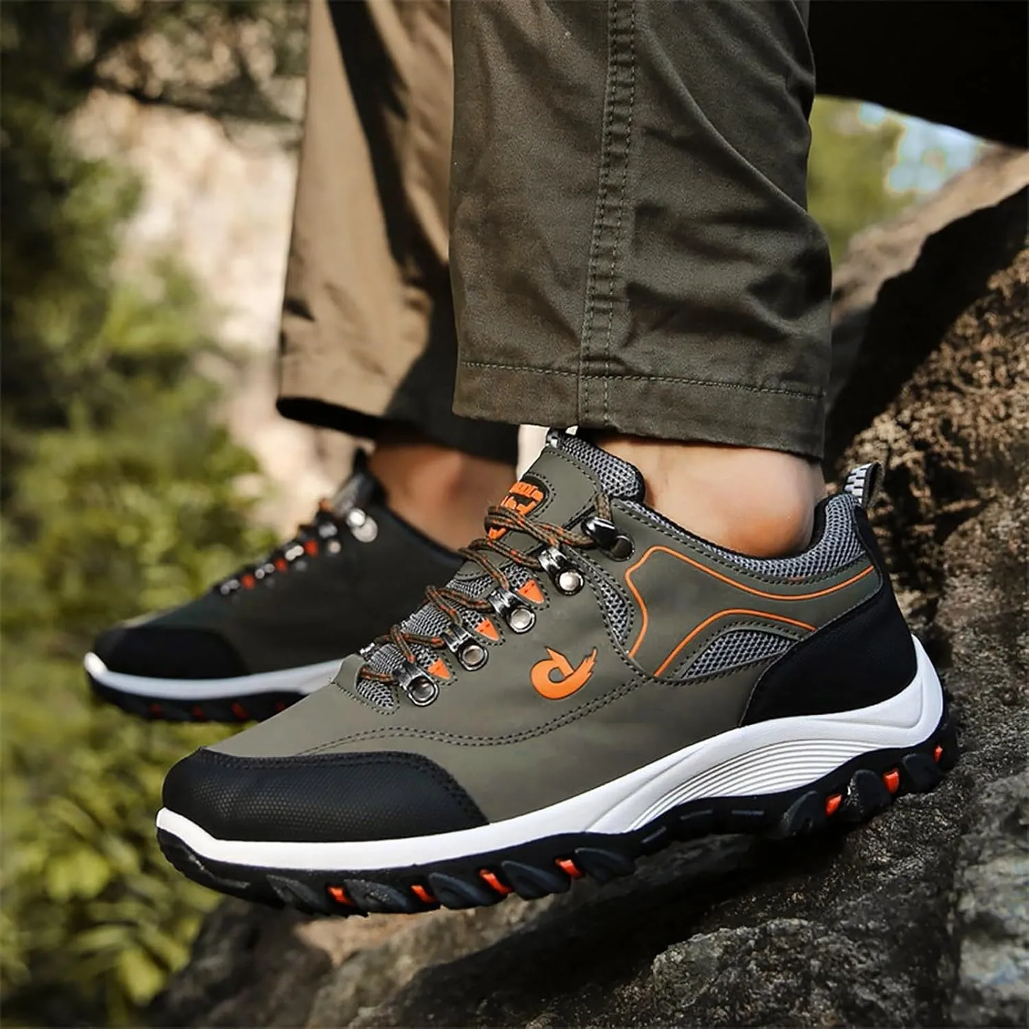 Men's Walking Shoes Waterproof Hiking Shoes Slip on Orthopedic Sneakers Outdoor Non Slip Shoes Casual Trail Shoes