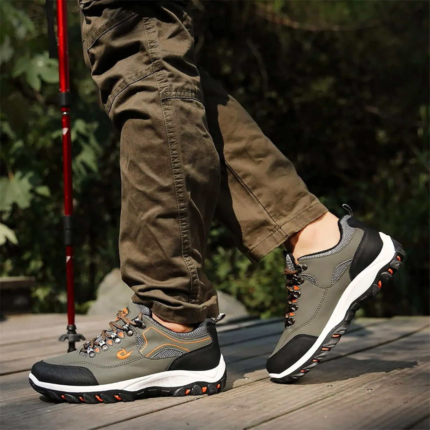 Men's Walking Shoes Waterproof Hiking Shoes Slip on Orthopedic Sneakers Outdoor Non Slip Shoes Casual Trail Shoes