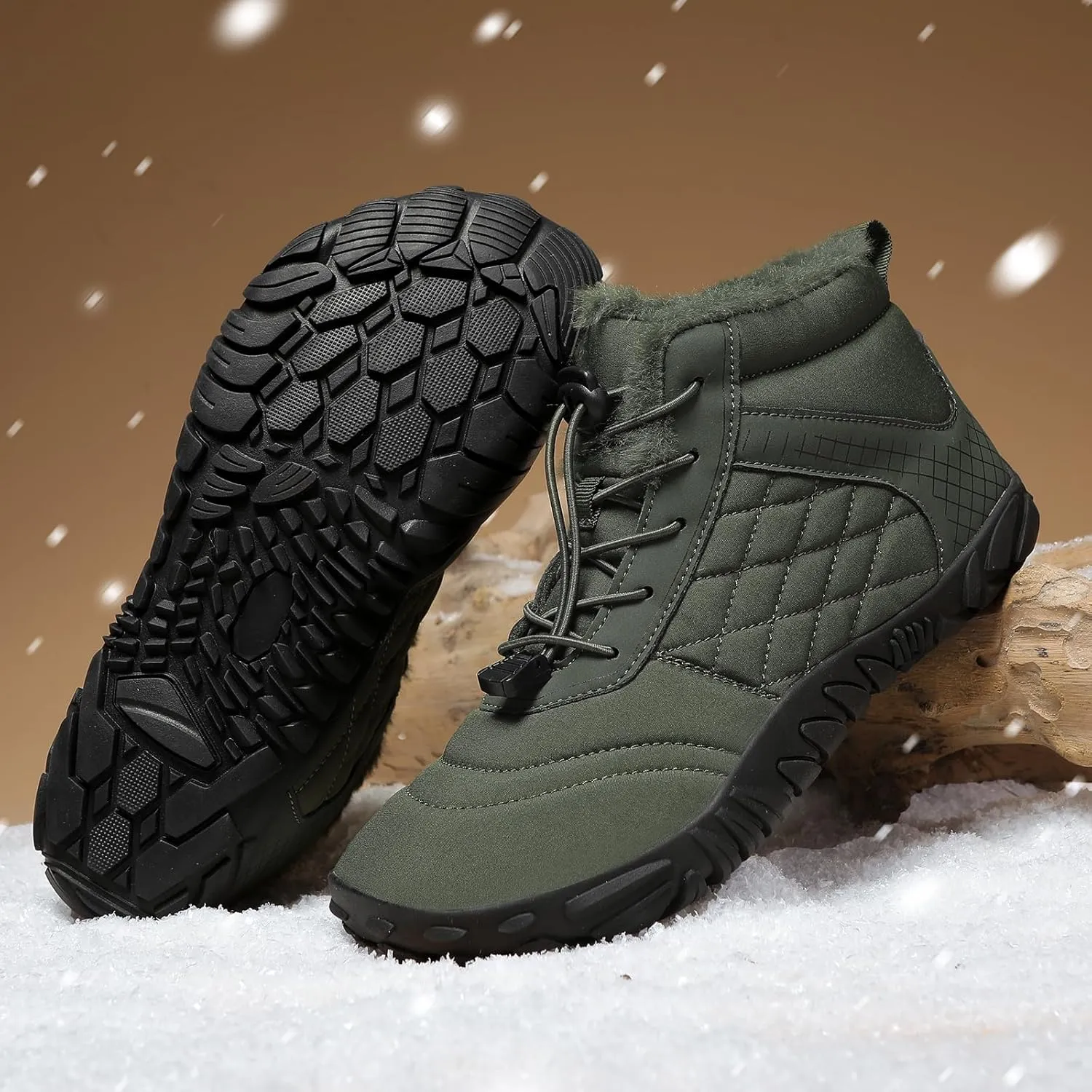 Mens Wide Shoes Toe Box Winter Cross Trainer Minimalist Anti Skid Shoes for Women Cotton Boots Sneakers Outdoor Ankle Boots Brown Black Green White