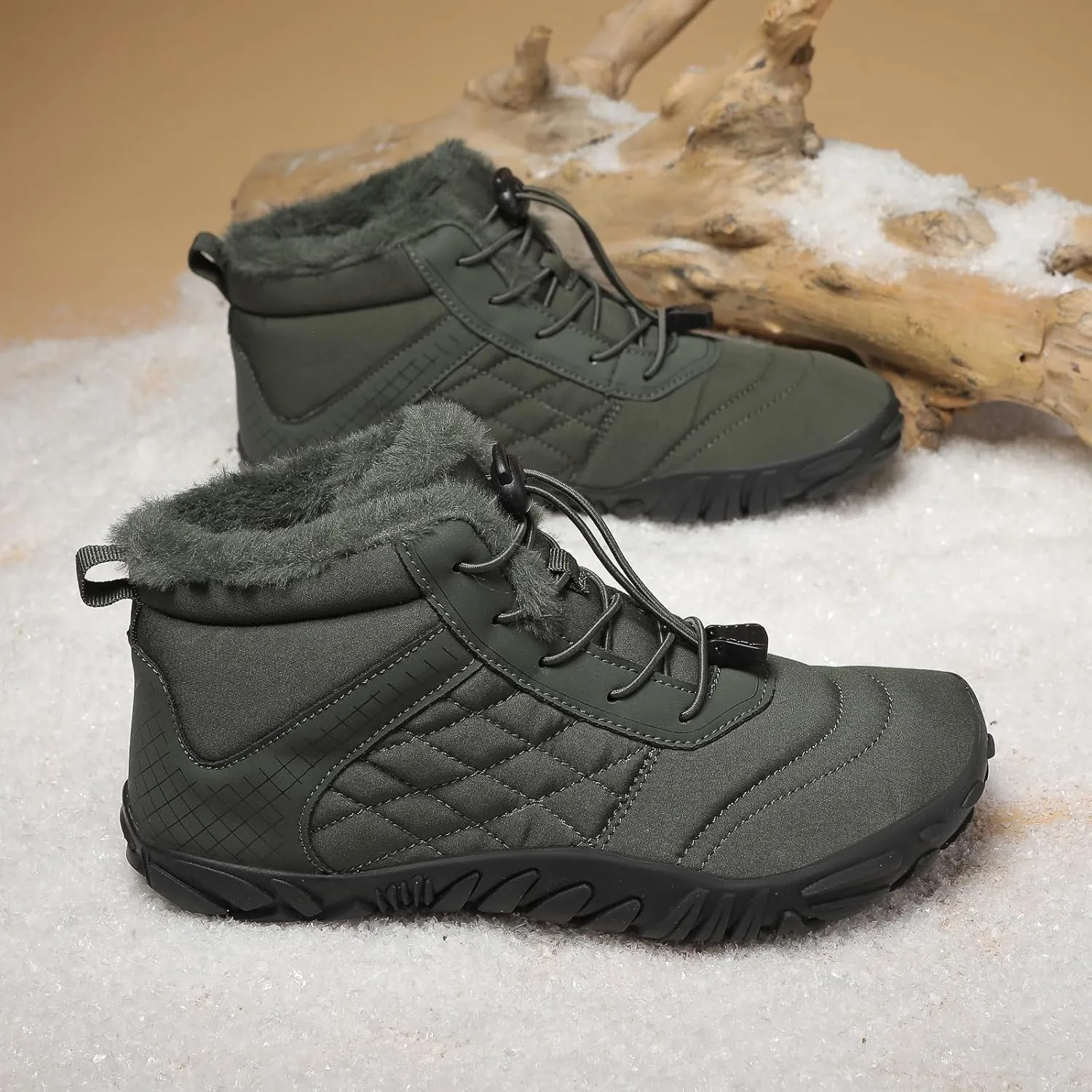 Mens Wide Shoes Toe Box Winter Cross Trainer Minimalist Anti Skid Shoes for Women Cotton Boots Sneakers Outdoor Ankle Boots Brown Black Green White