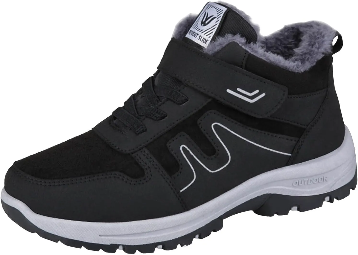 Men's Winter Sport Shoes Thickened Warm Fleece Snow Boots with Adjustable Closures Comfort Walking Hiking Boots