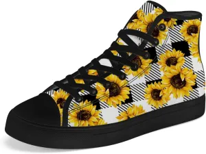 Men's Women's Sunflower High Top Canvas Shoes High Top Sneakers Lace Up Casual Shoes Gifts for Men Women