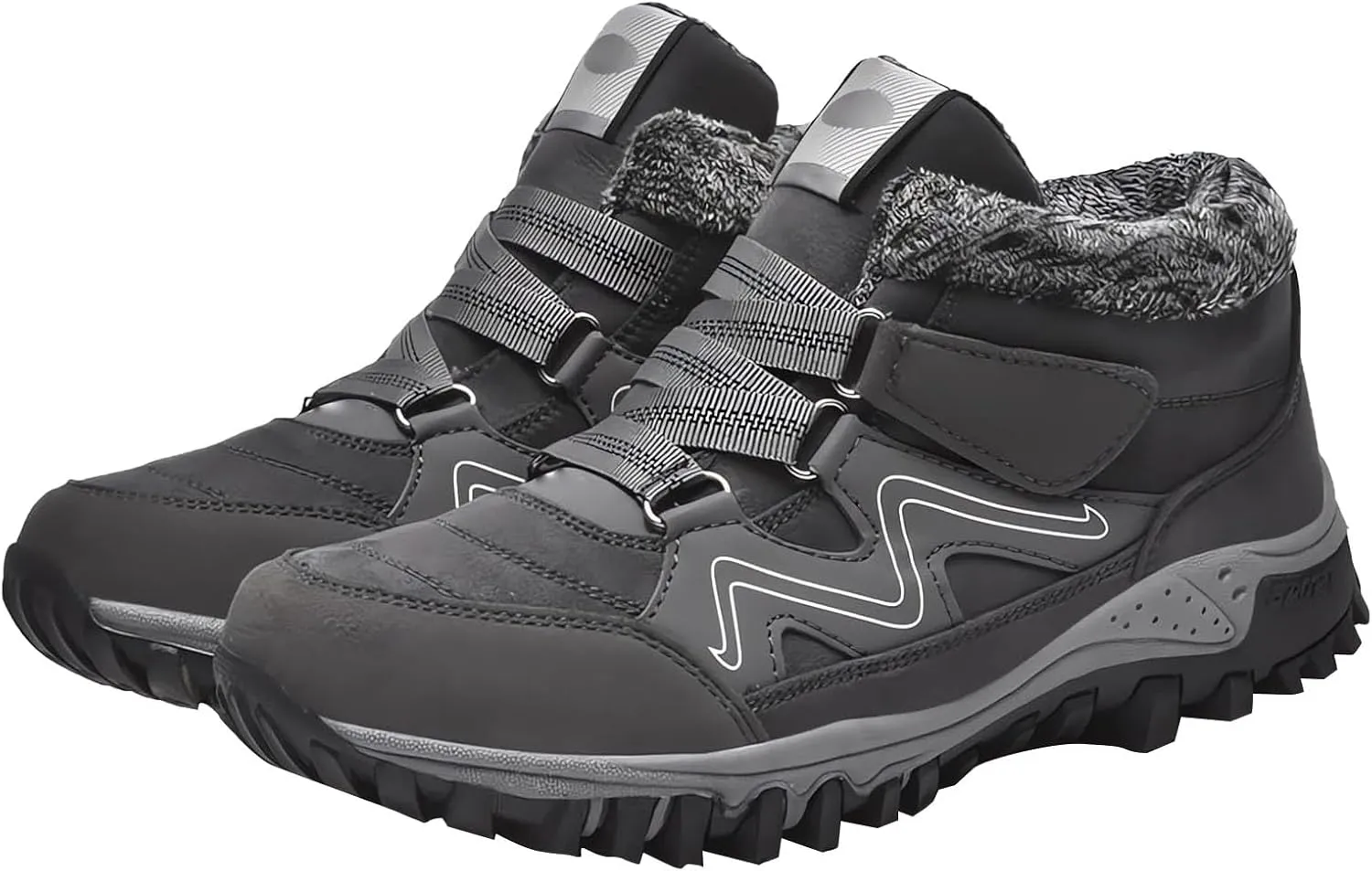 Men's Work Boots Wide Width Hiking Sneakers Shoes with Fur Lined Women's Workout Shoes Comfortable Winter Backpacking Snow Botas Warm Water Hike Grounded Footwear