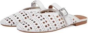 Mesh Flats Mules Sandals for Women,Women's Closed Toe Hollowing Fishnet Flat Sandals with Adjustable Ankle Strap Summer Dressy Sandals Low Heel Flats Ultra Comfortable Slip on Casual Shoes