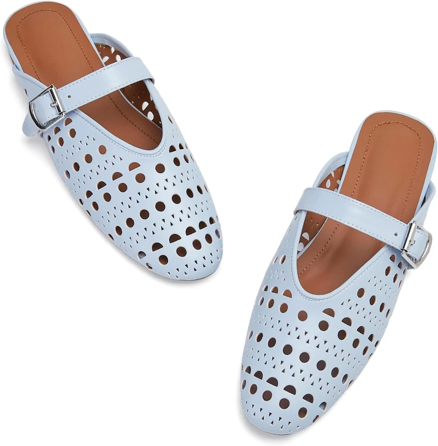 Mesh Flats Mules Sandals for Women,Women's Closed Toe Hollowing Fishnet Flat Sandals with Adjustable Ankle Strap Summer Dressy Sandals Low Heel Flats Ultra Comfortable Slip on Casual Shoes