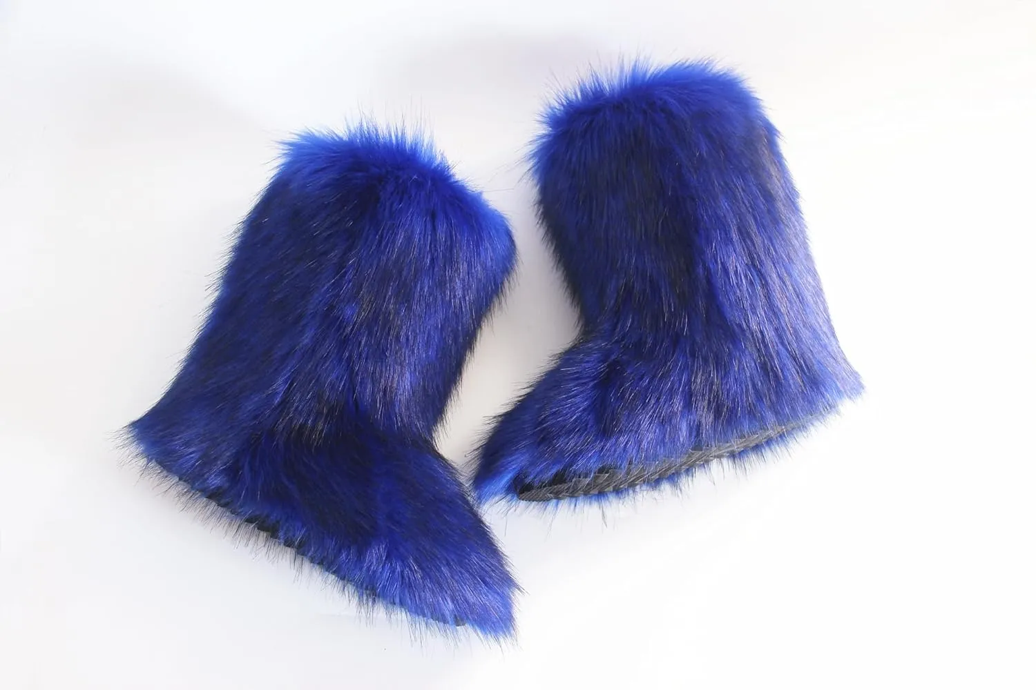MH Bailment Women's Faux Fur Boots Winter Mid-Calf Snow Boots Fuzzy Fluffy Furry Fashion Short Snow Boots