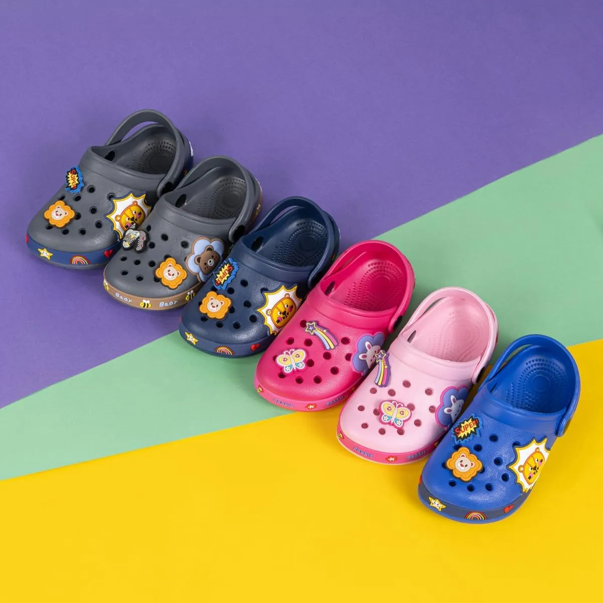 Miamooi Toddler Girls Boys Clogs Cute Cartoon Garden Water Clogs Little Kid Non-Slip Slides Indoor Outdoor Waterproof Beach Sandals Slip-on Beach Pool Shower Slippers Water Shoes