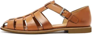 MILDSEVEN Men's Soft Business Roman Sandals, Fashion Handmade Fisherman Shoes with Buckles, Personality Closed Toe Beach Shoes, 15