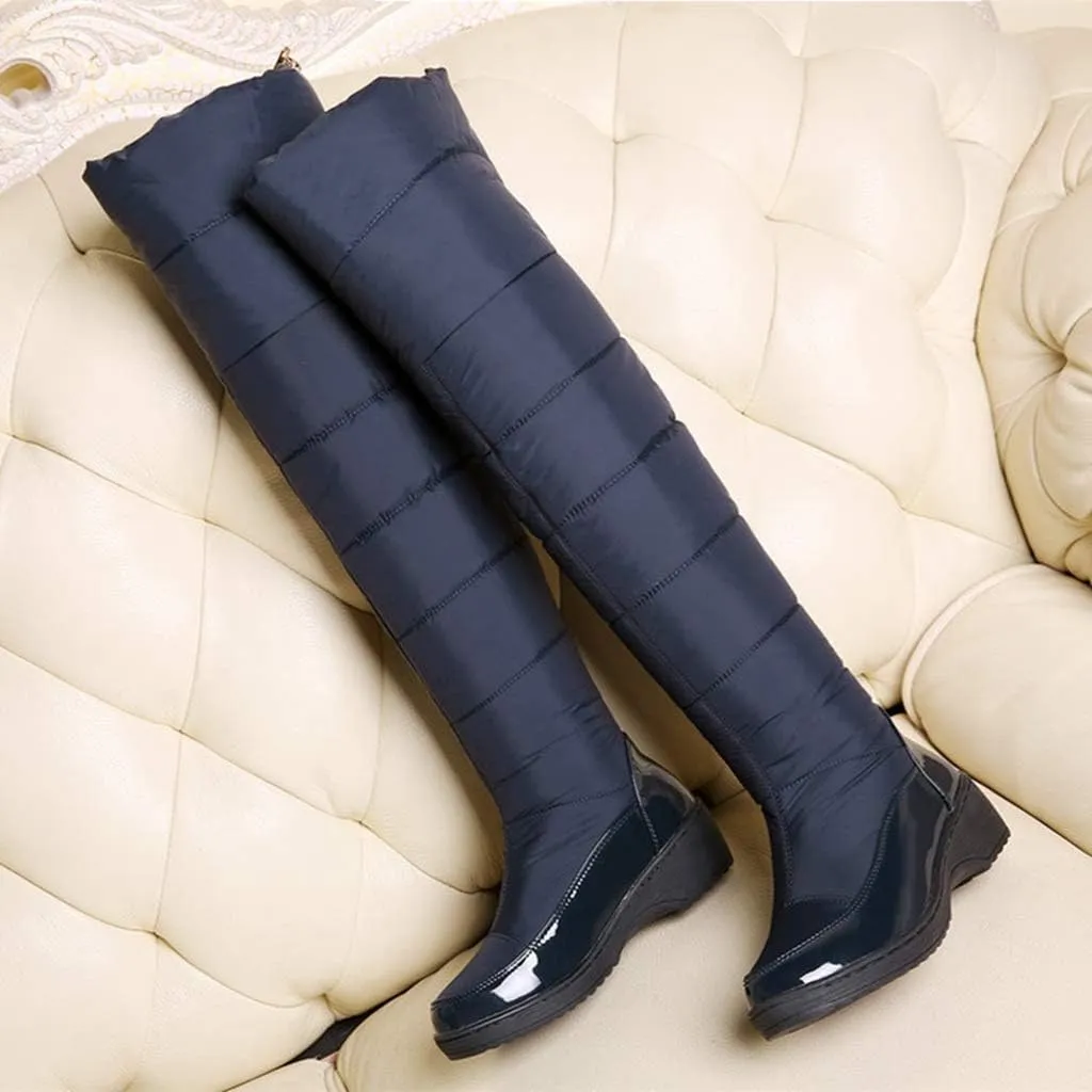 MIOKE Women's Winter Over The Knee Thigh High Snow Boots Waterproof Rain Warm Fur Lined Wide Calf Snow Boot