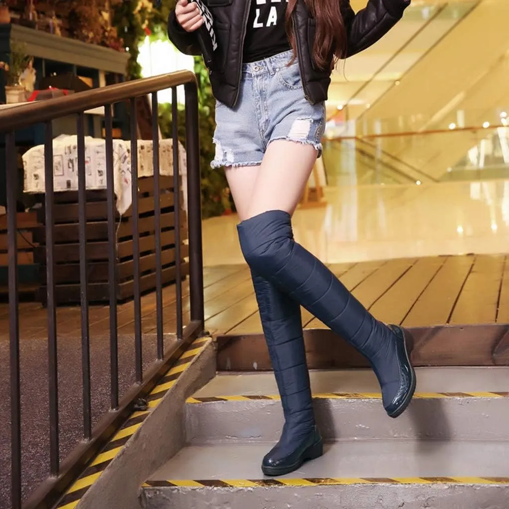 MIOKE Women's Winter Over The Knee Thigh High Snow Boots Waterproof Rain Warm Fur Lined Wide Calf Snow Boot