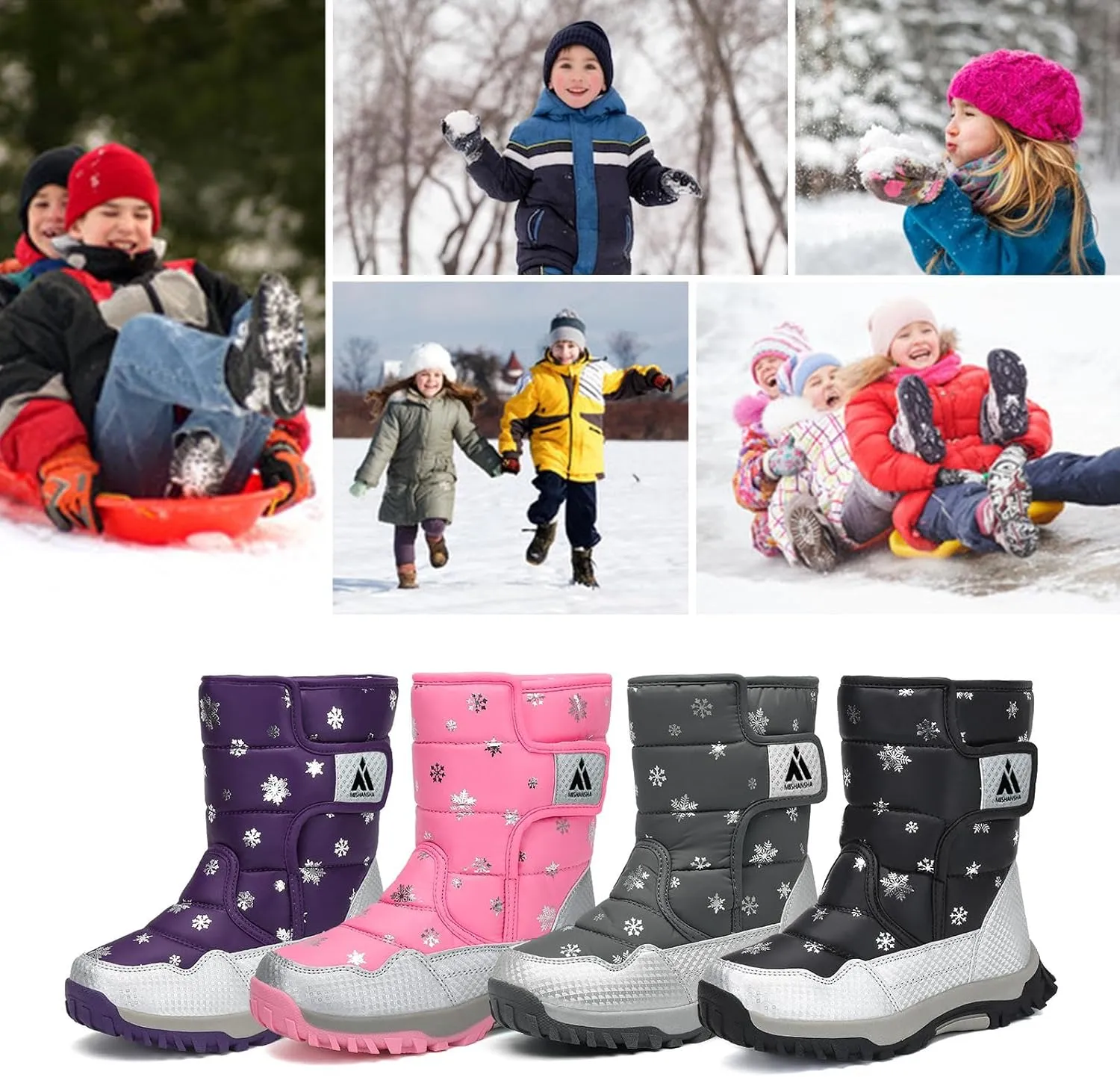 Mishansha Kids Snow Boots for Boys Girls Winter Boot Waterproof Warm Anti-Slip Cold Weather Shoes (Toddler/Little Kid/Big Kid)