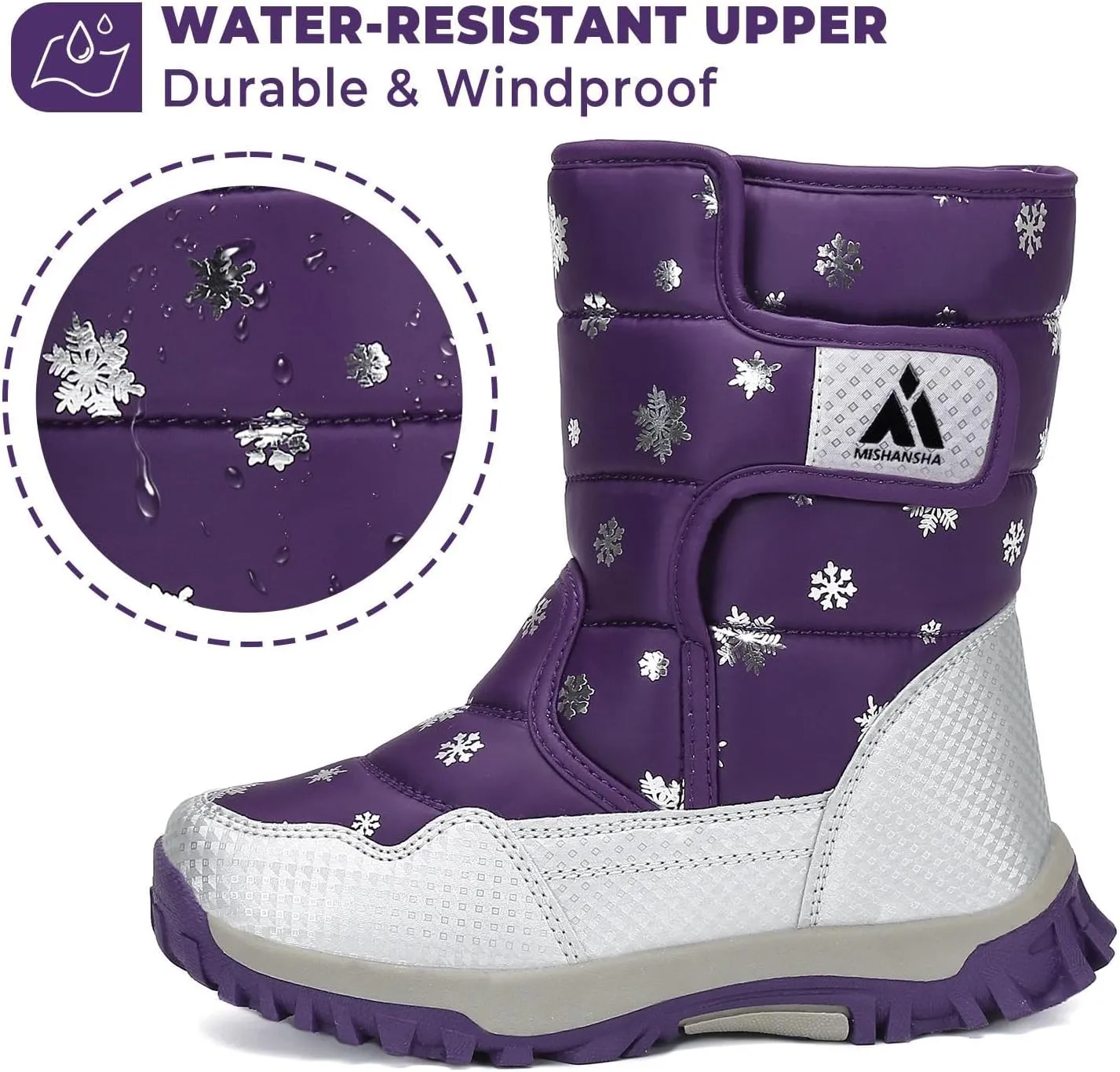 Mishansha Kids Snow Boots for Boys Girls Winter Boot Waterproof Warm Anti-Slip Cold Weather Shoes (Toddler/Little Kid/Big Kid)