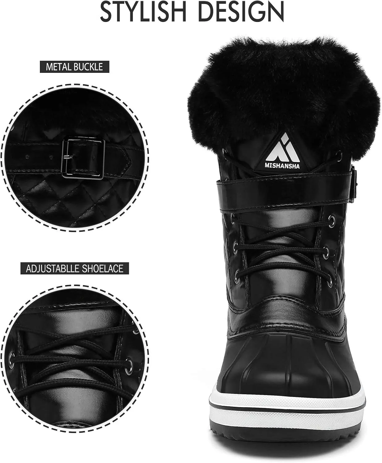 Mishansha Snow Boots for Women Mid-Calf Waterproof Winter Boot