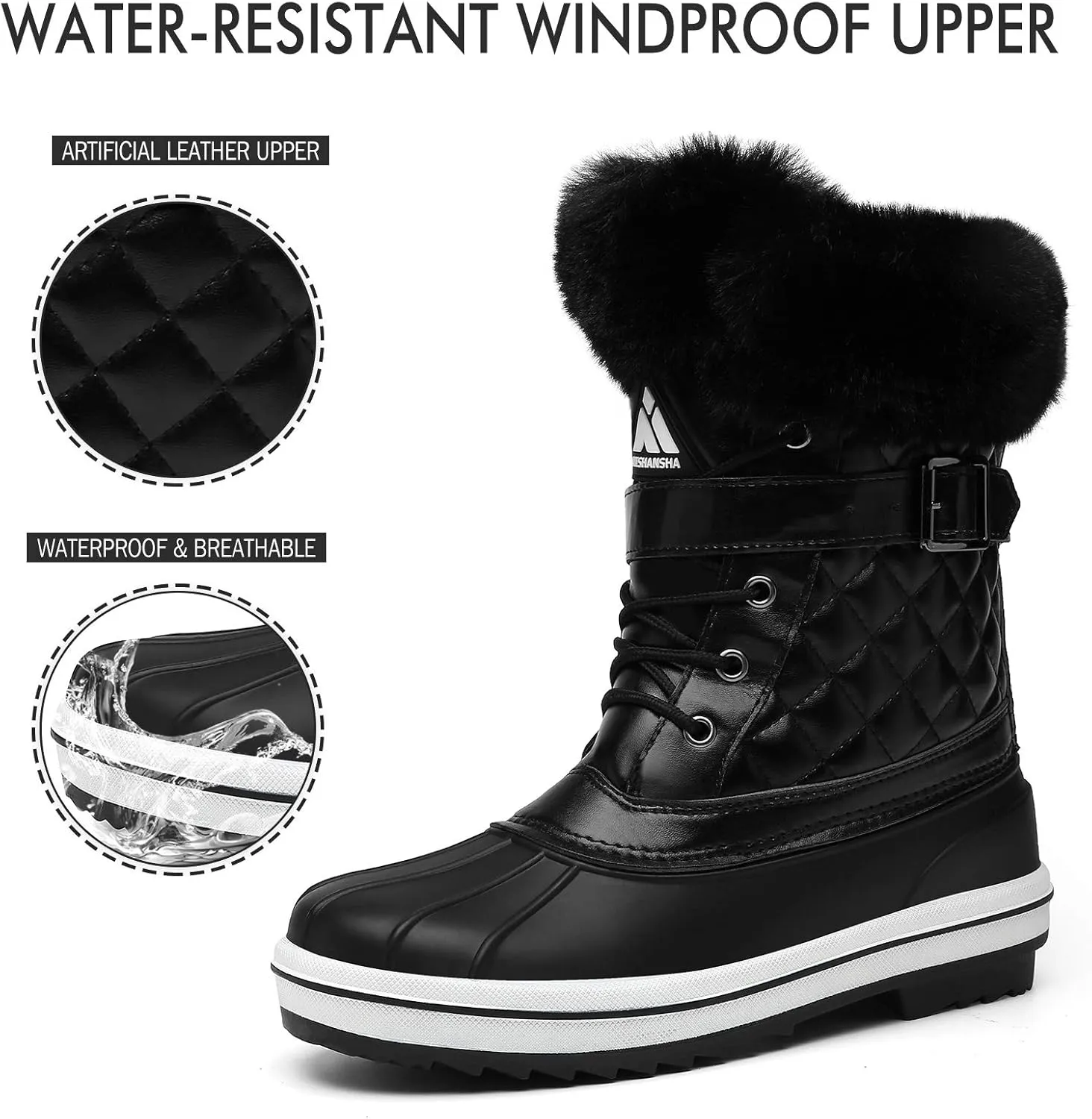Mishansha Snow Boots for Women Mid-Calf Waterproof Winter Boot