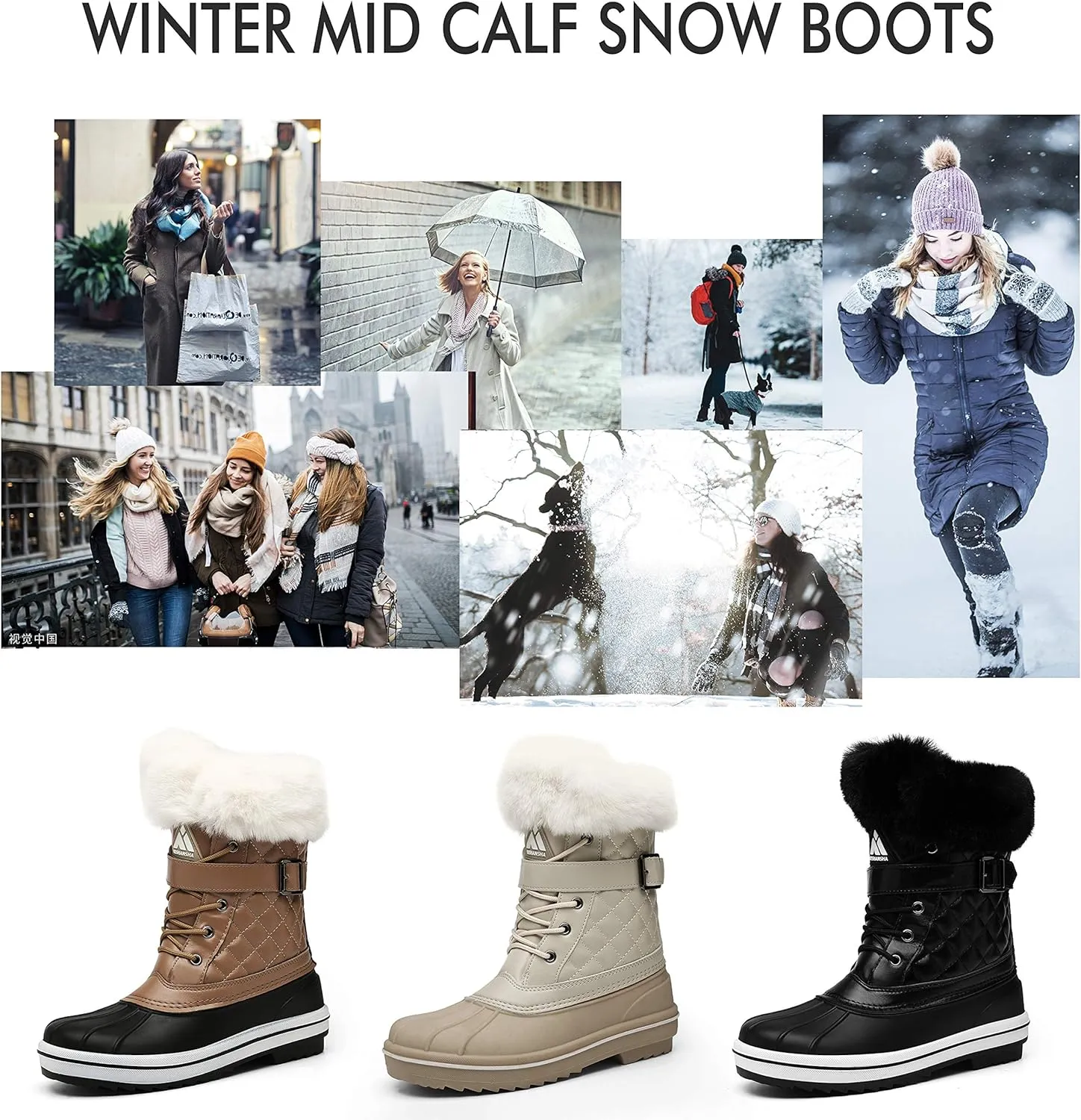 Mishansha Snow Boots for Women Mid-Calf Waterproof Winter Boot