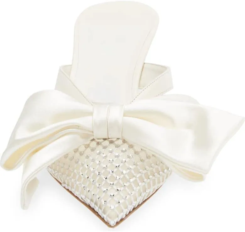 MissHeel Kitten Heels with Bow 2 inch Rhinestone Mules