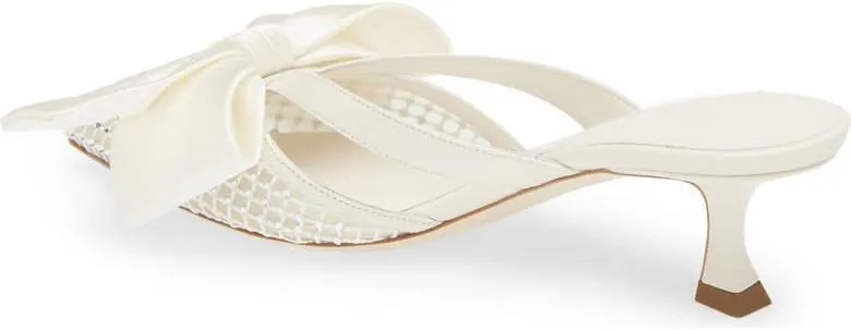 MissHeel Kitten Heels with Bow 2 inch Rhinestone Mules