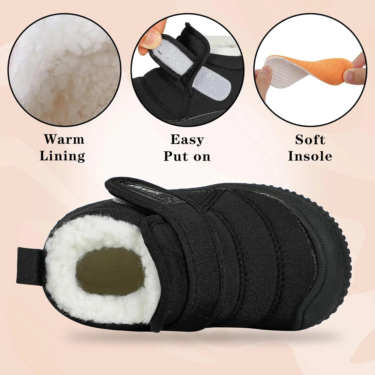 MK MATT KEELY Baby Winter Warm Shoes for Infant Boys Girls Toddler Plush Lining Snow Boots Soft Sole Non-Slip Walking Shoes Outdoor Faux Fur Booties
