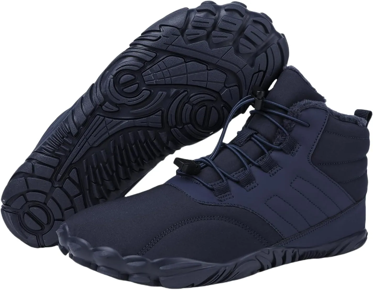 Mmoneyake Winter Snow Shoes for Women Men Warm Fur Lined Waterproof Snow Sneakers Wide Toe Box Zero Drop Ankle Booties Non-Slip Barefoot Outdoor Shoes Fashion Short Boots