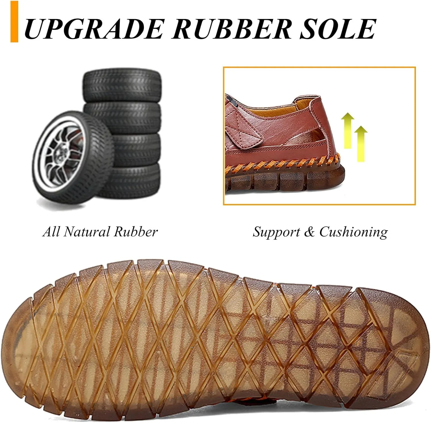 Moodeng Men's Sport Sandals Summer Leather Sandals Slip-on Causal Shoes Outdoor Loafers Closed Toe Fisherman Sandal