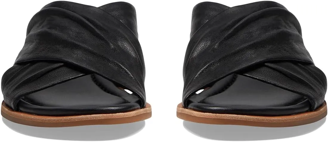 MOOMMO Women Casual Low Heel Mules Open Round Toe Cross Strap Sandals Comfort Walking Sandal Flats 1 inch Low Chunky Heel Dress Mule Shoes Mule Heels Criss Cross Street Travel Beach 4-11 M US