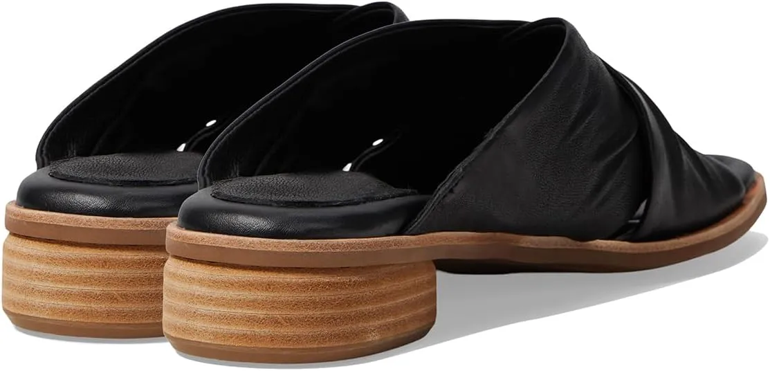 MOOMMO Women Casual Low Heel Mules Open Round Toe Cross Strap Sandals Comfort Walking Sandal Flats 1 inch Low Chunky Heel Dress Mule Shoes Mule Heels Criss Cross Street Travel Beach 4-11 M US