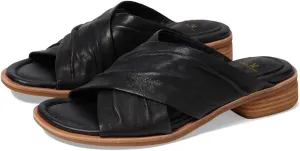 MOOMMO Women Casual Low Heel Mules Open Round Toe Cross Strap Sandals Comfort Walking Sandal Flats 1 inch Low Chunky Heel Dress Mule Shoes Mule Heels Criss Cross Street Travel Beach 4-11 M US