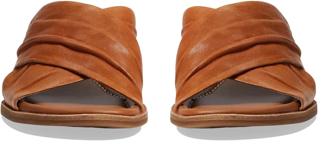 MOOMMO Women Casual Low Heel Mules Open Round Toe Cross Strap Sandals Comfort Walking Sandal Flats 1 inch Low Chunky Heel Dress Mule Shoes Mule Heels Criss Cross Street Travel Beach 4-11 M US